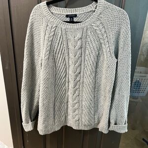 Lands' End Gray Cable Knit Sweater